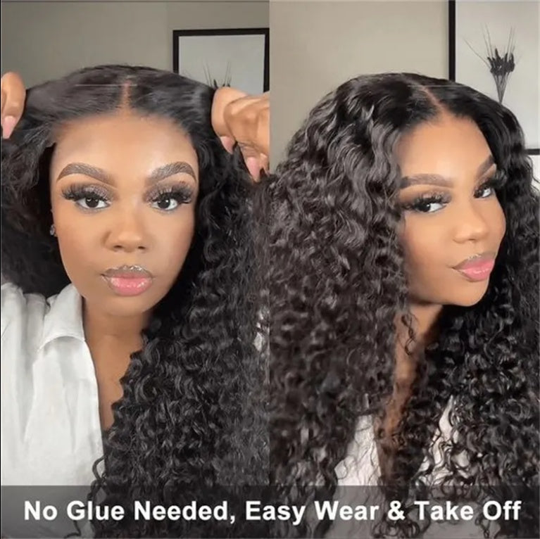 No Glue Wig, Human Hair Pre-pull, Pre-cut 200 Density Clear Hd Lace Front Wig