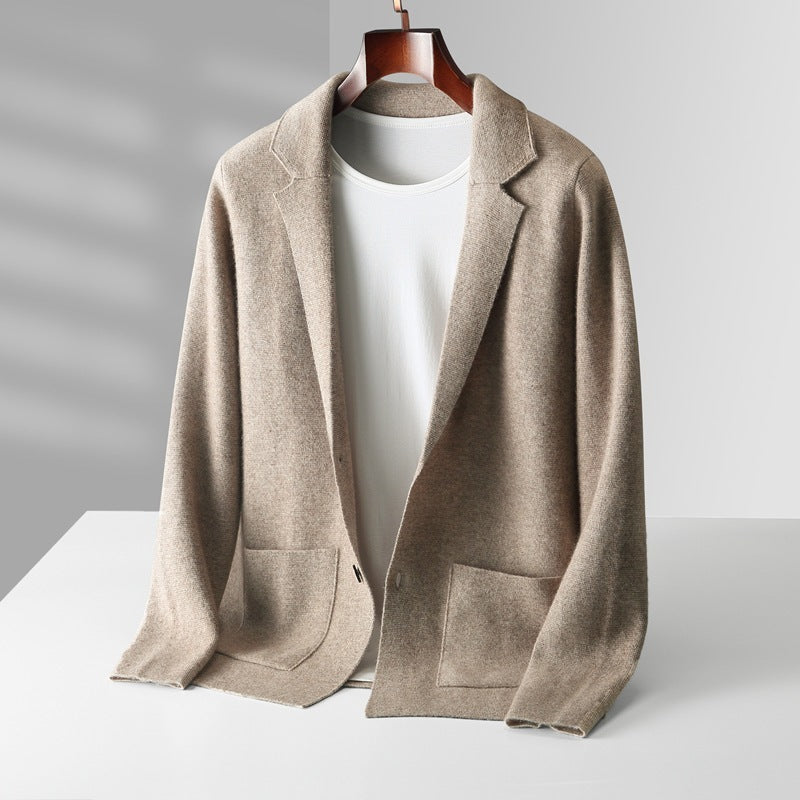 Fall Winter Men Cardigan Cashmere Sweater Business Casual Plush Knitted Thick Sweater
