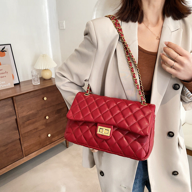 Luxury Diamond Lattice Shoulder Bag