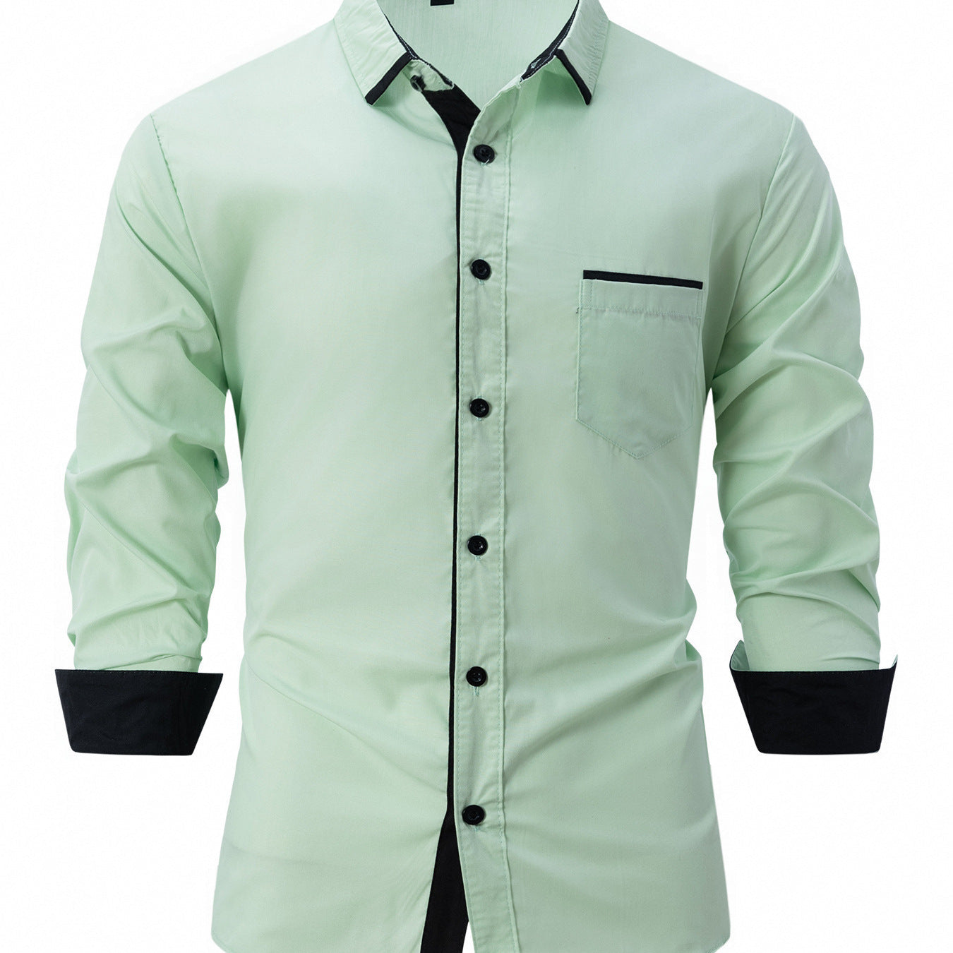 Cotton Men's Color Matching Business Slim Casual Shirt