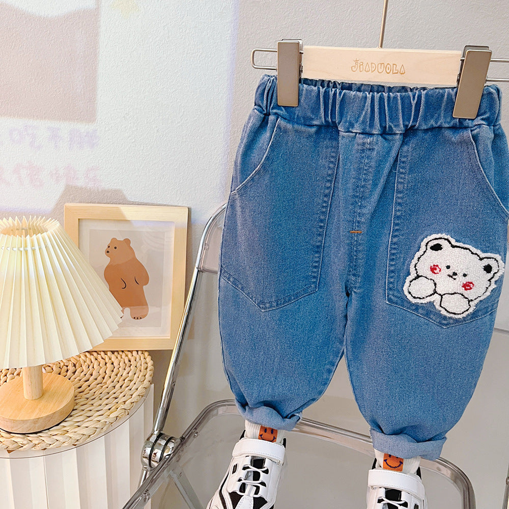 Children's Autumn Clothing Hooded Bear Sweater Pants Two-piece Suit