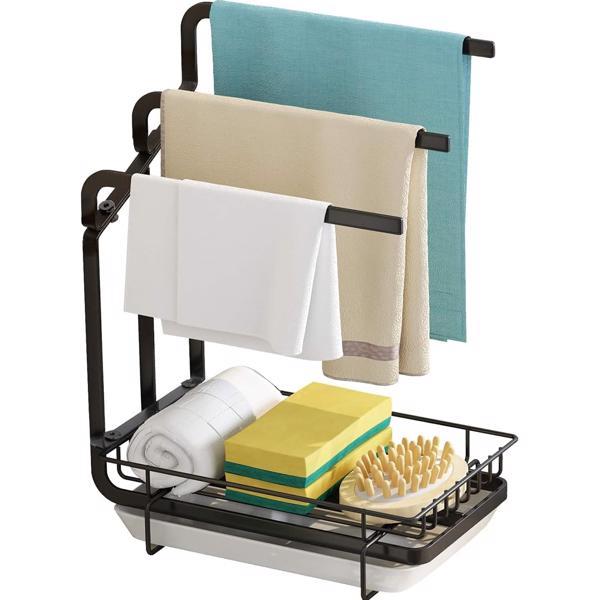 Kitchen Sink Sponge Rack With Drain Tray, Kitchen Sink Organizer Sponge Brush Soap Pan Metal Shelf, - Prohibited Temu, Not Shipped On Weekends