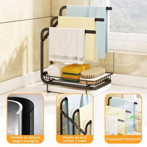 Kitchen Sink Sponge Rack With Drain Tray, Kitchen Sink Organizer Sponge Brush Soap Pan Metal Shelf, - Prohibited Temu, Not Shipped On Weekends