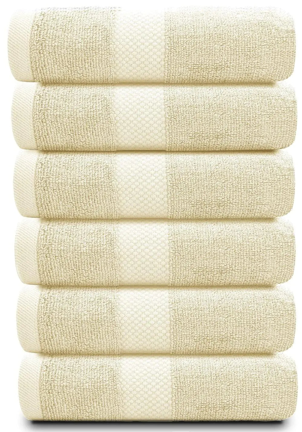 Luxury Hand Towels Turkish Cotton for Hotel Spa 16x30 inch 6 Pack Beige Color