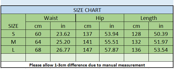 Size chart for the Natalia Dress showing measurements for waist, hip, and length in centimeters and inches for sizes S, M, and L.