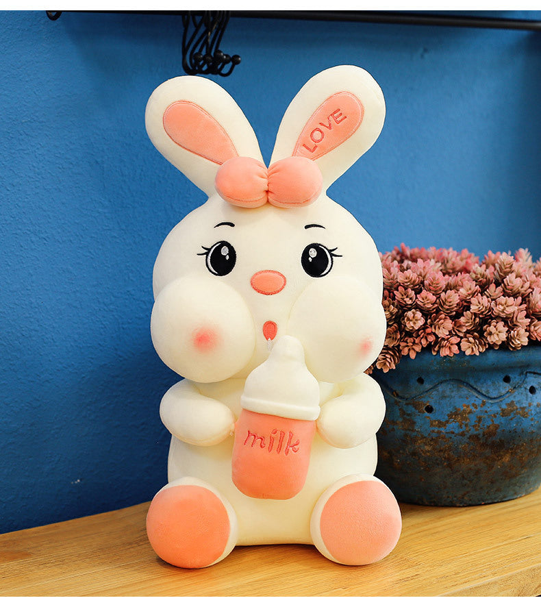 Creative Baby Bottle Rabbit Doll Cute Plush Toy