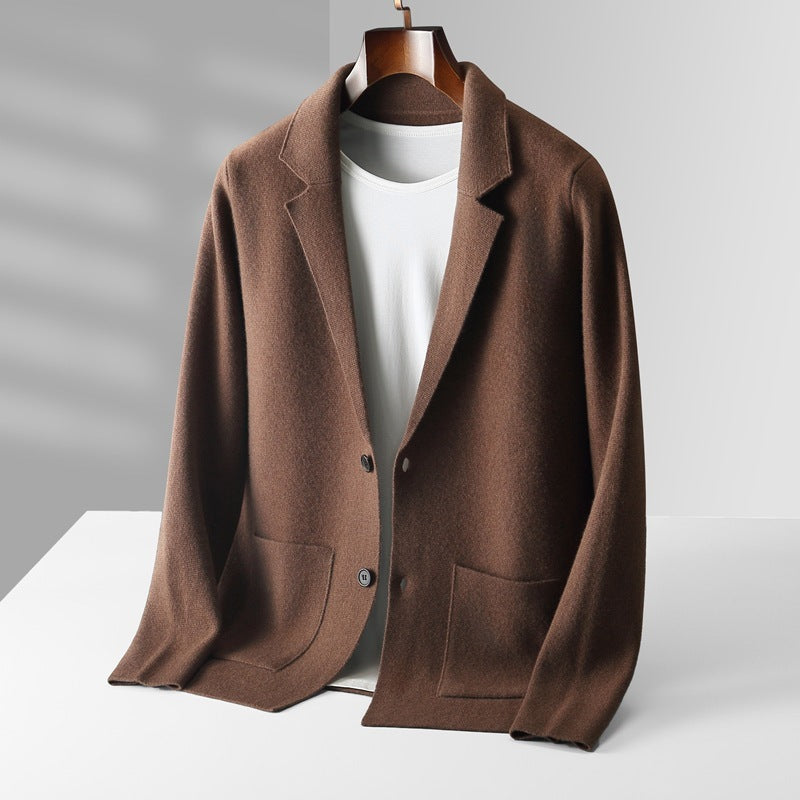 Fall Winter Men Cardigan Cashmere Sweater Business Casual Plush Knitted Thick Sweater