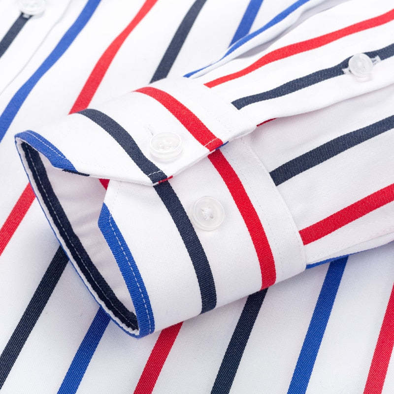 High-end Business Casual Vertical Stripe Crease-resistant Cotton Shirt