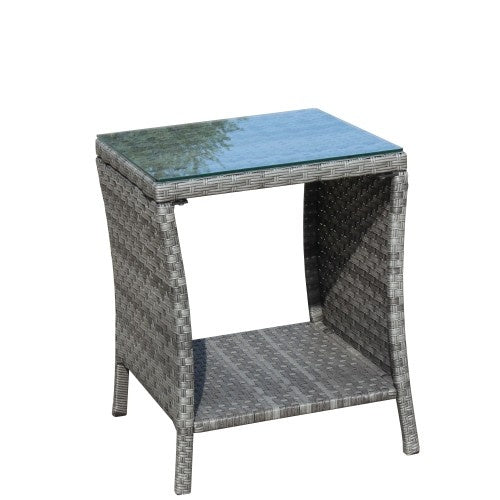 Outdoor Patio Furniture 1 Coffee Table With Clear Tempered Glass