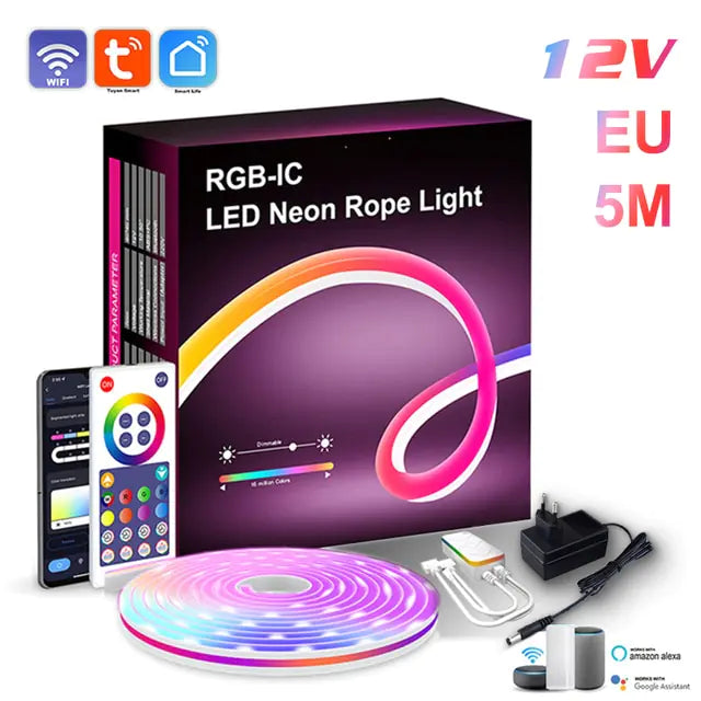 Barra de luz LED de neón RGB con WiFi, aplicación y control por voz, sincronización de música: ideal para retroiluminación de TV y decoración de habitaciones