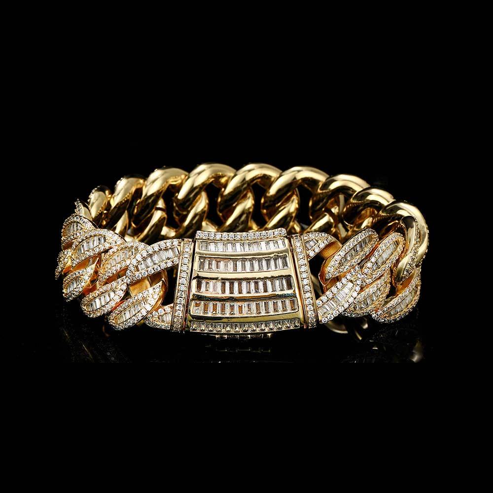 Hip Hop 15mm20mm Necklace Miami Buckle Cuban Chain Real Gold Plating Bracelet