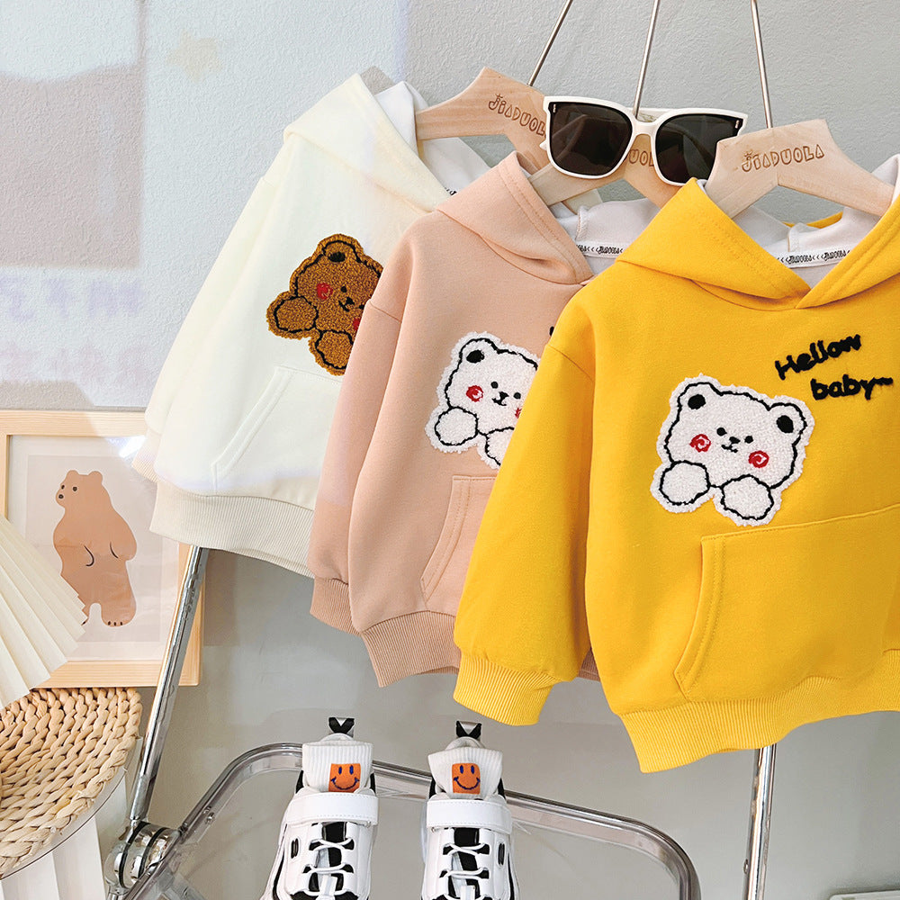 Children's Autumn Clothing Hooded Bear Sweater Pants Two-piece Suit