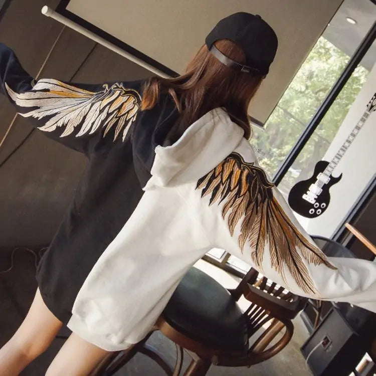 Hoodie With Embroidered Wings