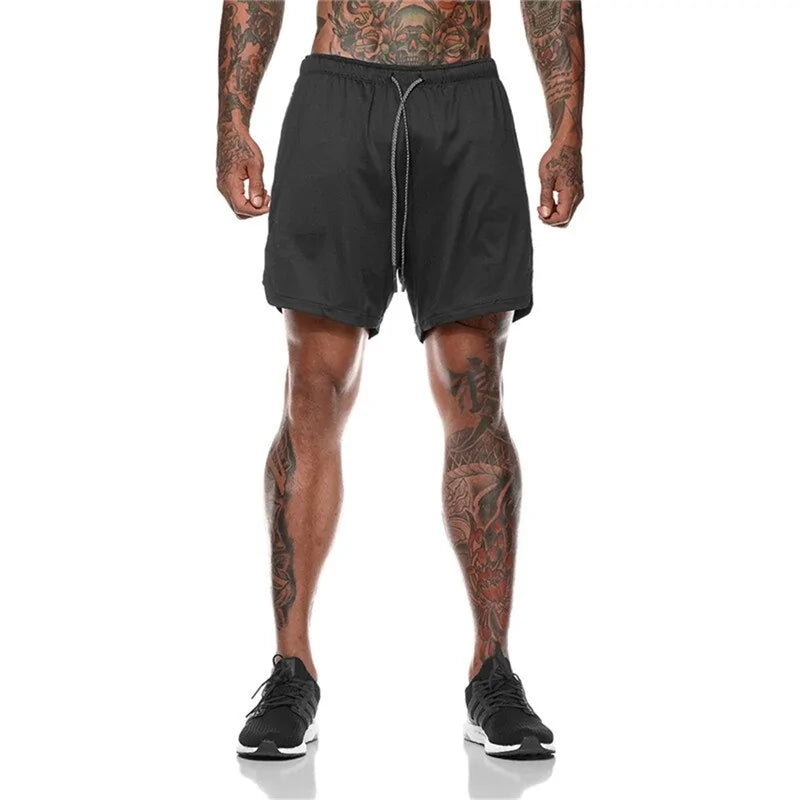 Pantalones cortos de fitness para hombre: pantalones cortos deportivos de malla transpirable y secado rápido