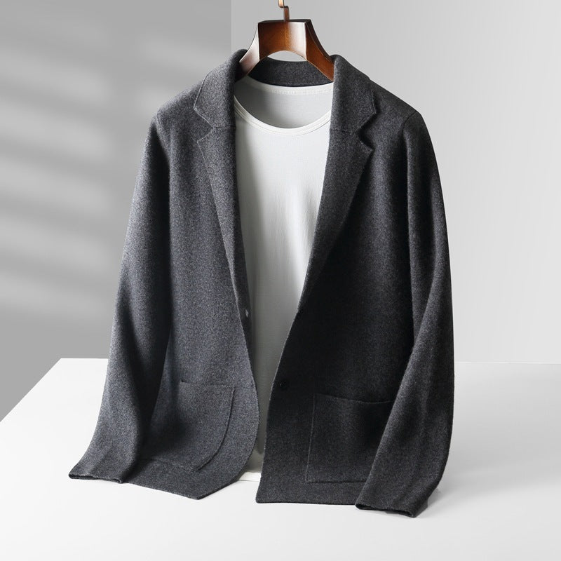 Fall Winter Men Cardigan Cashmere Sweater Business Casual Plush Knitted Thick Sweater