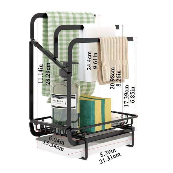 Kitchen Sink Sponge Rack With Drain Tray, Kitchen Sink Organizer Sponge Brush Soap Pan Metal Shelf, - Prohibited Temu, Not Shipped On Weekends