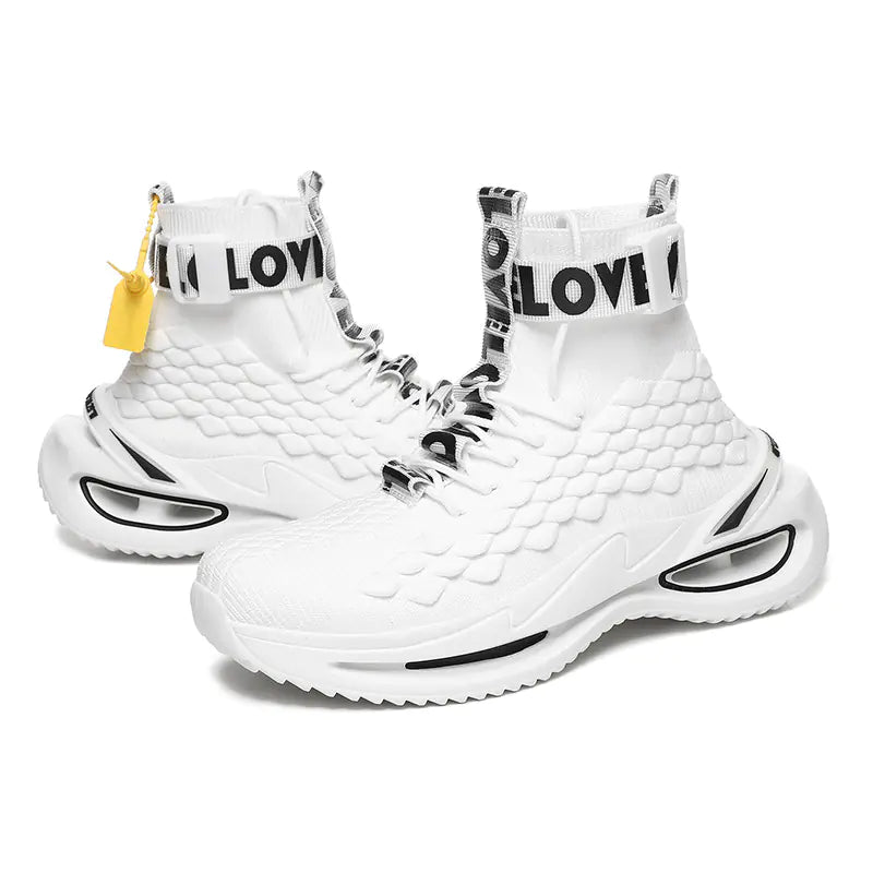 Men's High-Top Black Casual Sports Shoes