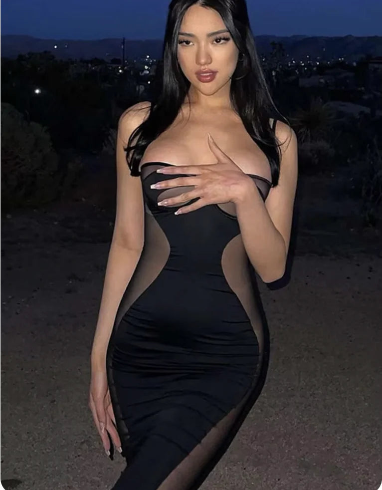 Mesh Stitch Slim Dress