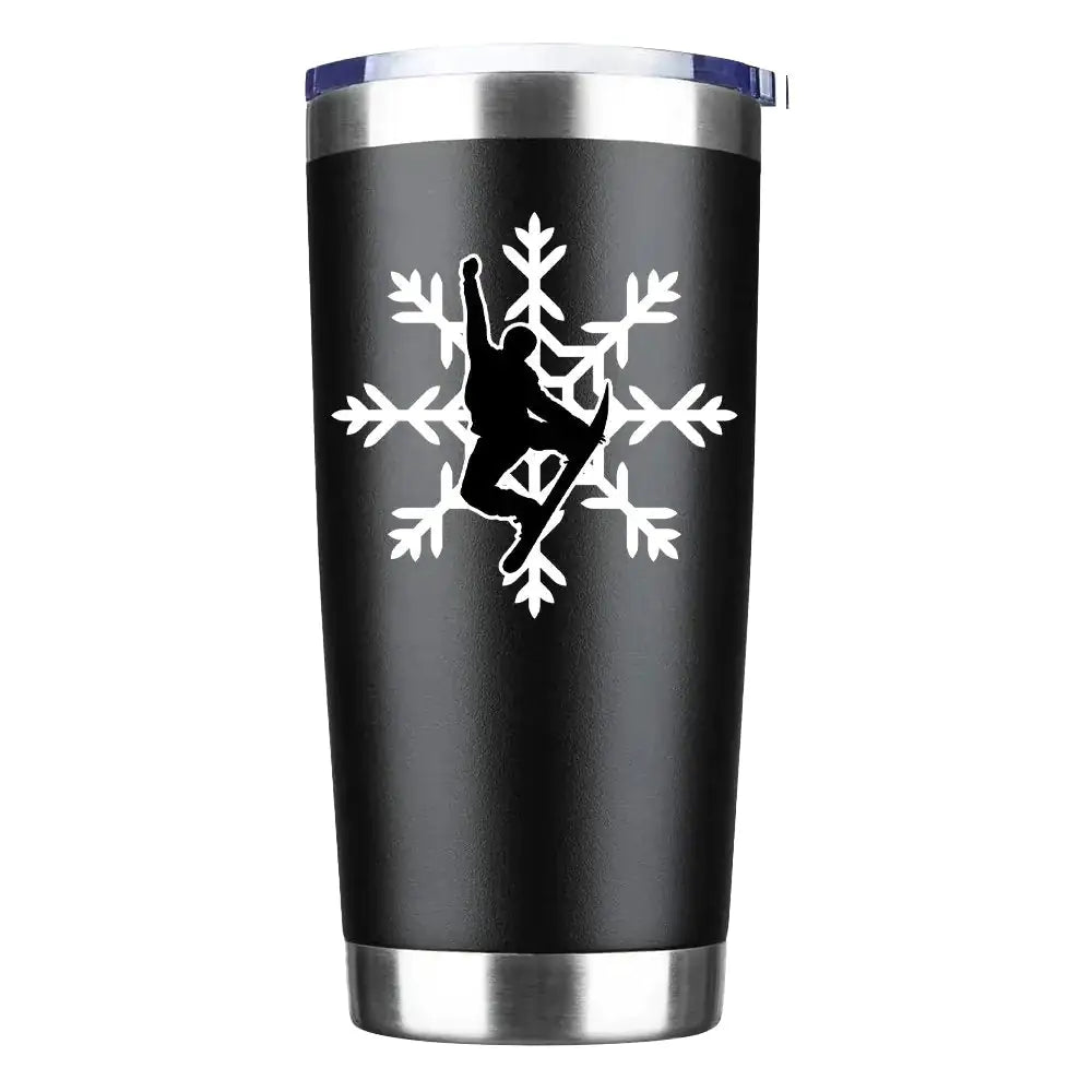 Vaso con aislamiento al vacío de 20 oz con diseño de copos de nieve para snowboard