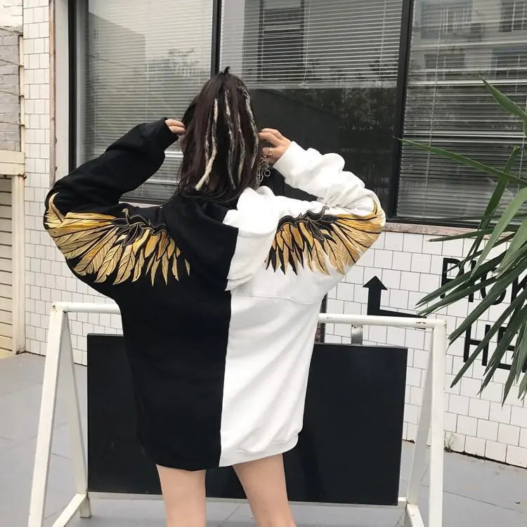 Hoodie With Embroidered Wings