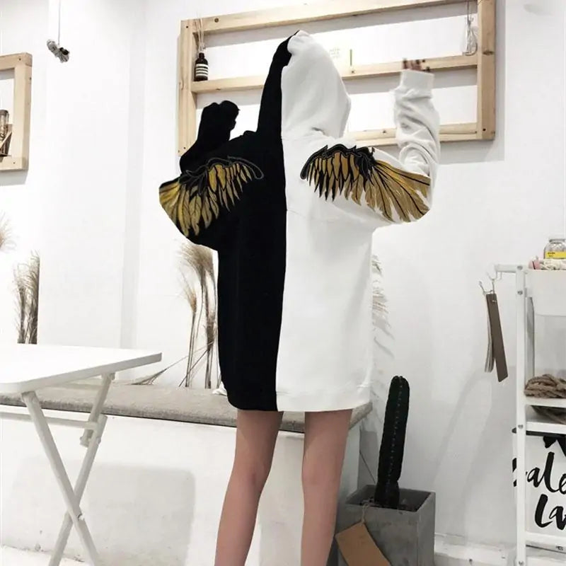 Hoodie With Embroidered Wings
