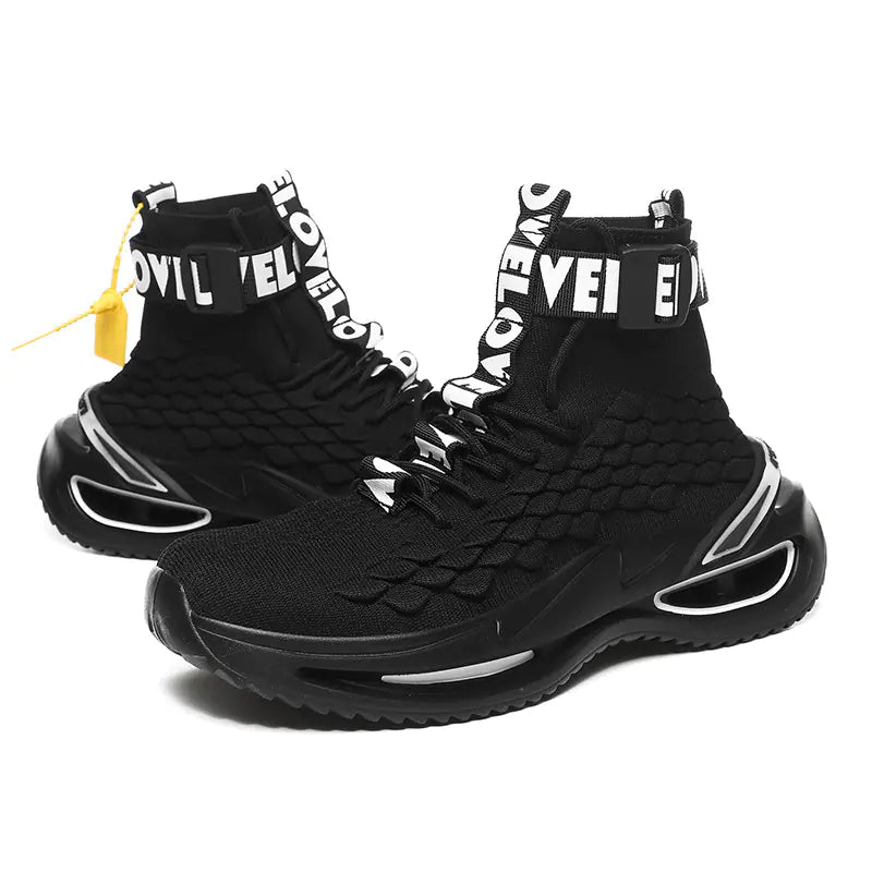 Men's High-Top Black Casual Sports Shoes