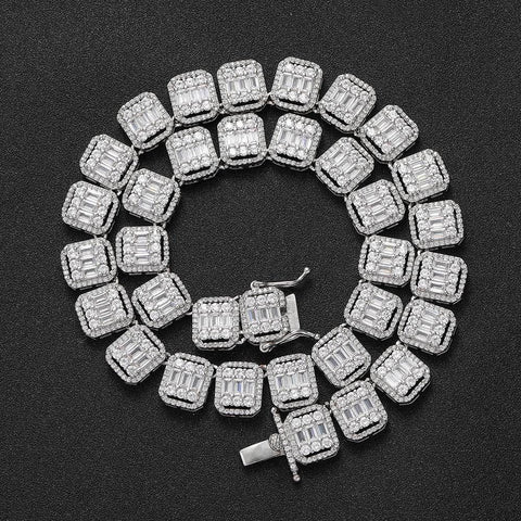 Hip Hop Necklace 13mm Mixed Square Rock Candy Chain Frugal Finds Galore