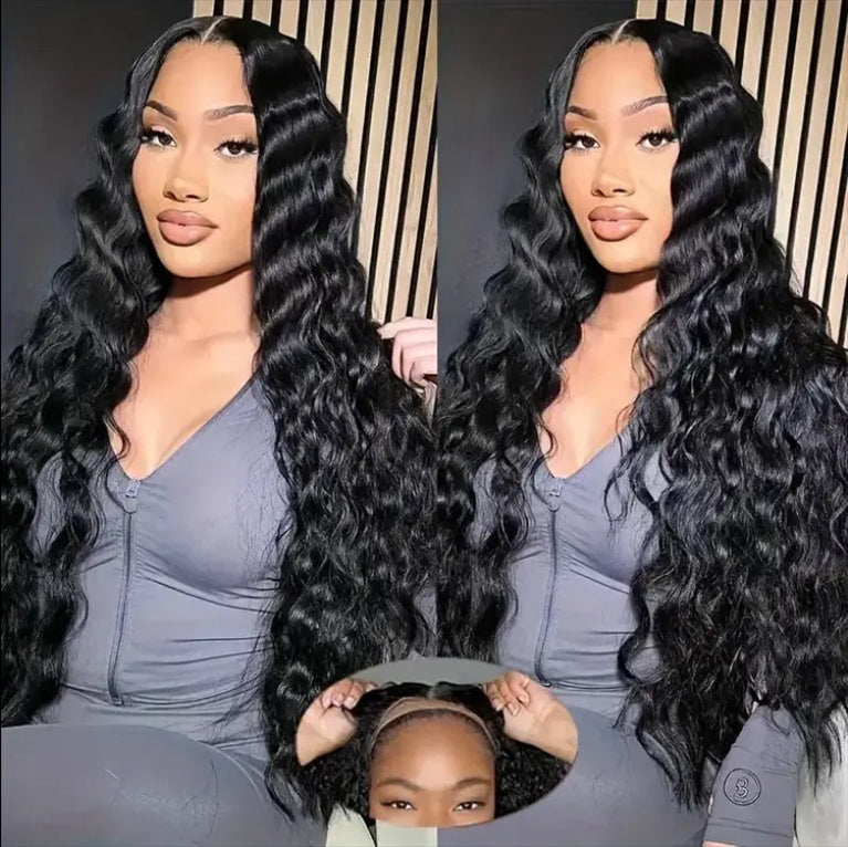 No Glue Wig, Human Hair Pre-pull, Pre-cut 200 Density Clear Hd Lace Front Wig