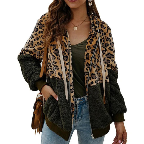 Soft Leopard PrintFur Hoodie Coat Frugal Finds Galore