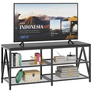 43" TV Cabinet with 3-Tier Storage with Industrial TV Metal Frame, Black Oak Frugal Finds Galore