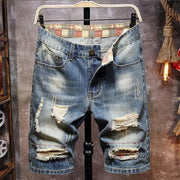 Men's Casual Knee-Length Jean Shorts with Distressed Details Frugal Finds Galore