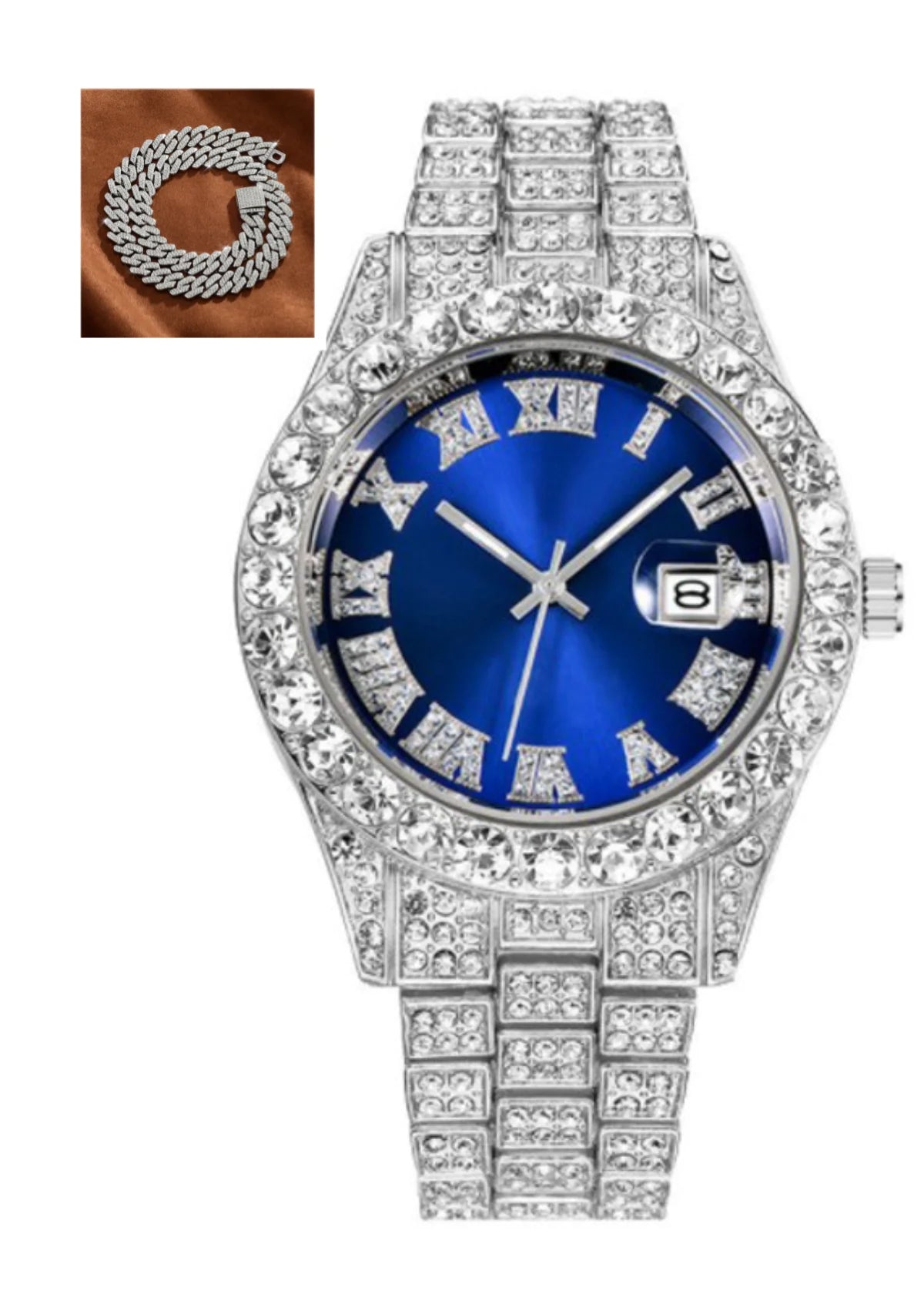 Hip Hop Roman Scale Diamond Quartz Watch