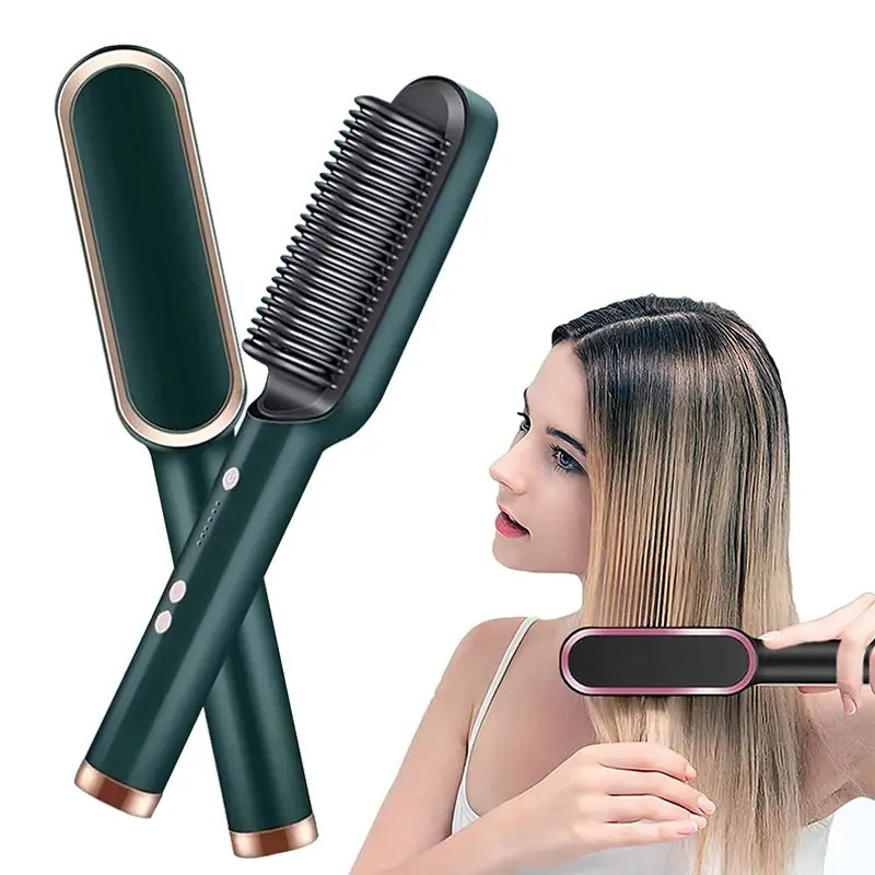 Electric Professional Hair Straightening Brush With LCD Display