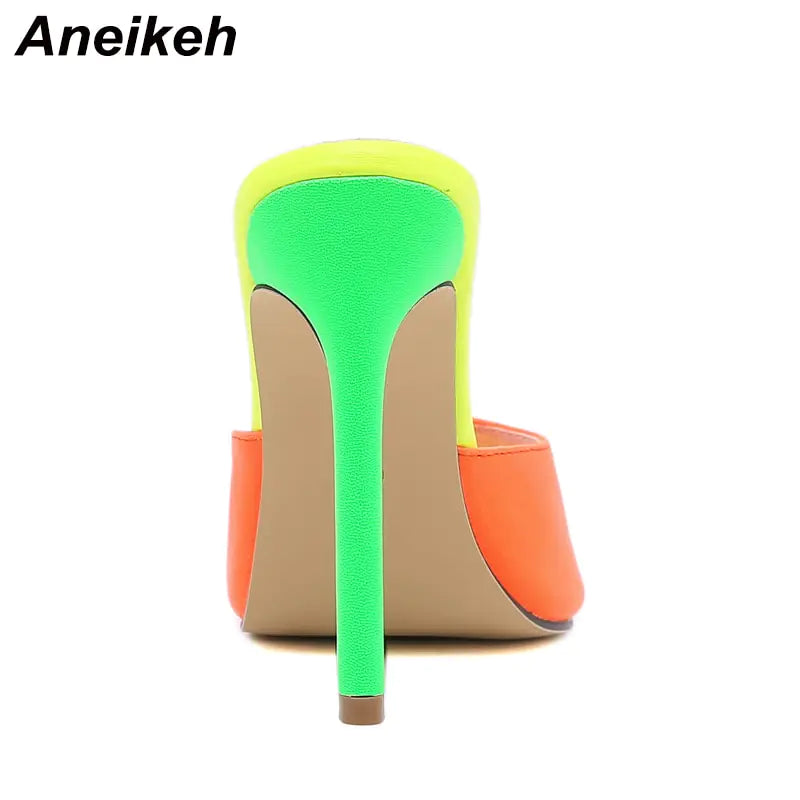 Aneikeh Orange Sandals Mules High Heels