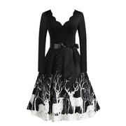 Slim Fit Burnt Flower V-Neck Swing Dress Frugal Finds Galore