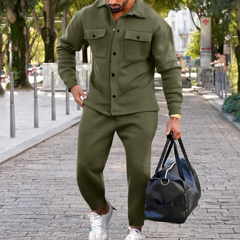 Suede Slim Fit Solid Color Two-Piece Suit for Men Frugal Finds Galore