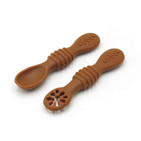 Baby Eating Training Set Toddler Feeding Silicone Sticky Spoon Fork Frugal Finds Galore