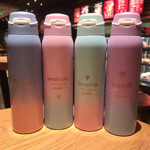 Gradient Color Double-Wall Stainless Steel Thermos Cup Frugal Finds Galore