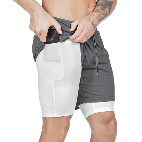 Pantalones cortos 2 en 1 para correr, gimnasio, fitness, para hombre