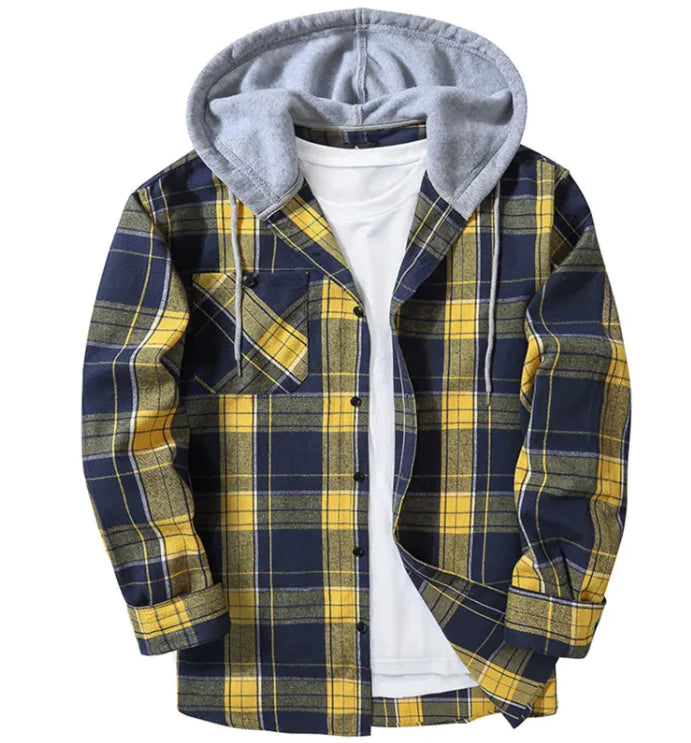 Plaid Hood Casual Shirt