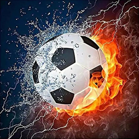 DIY 5D Diamond Painting Kit - Football On Fire (30x30cm) Frugal Finds Galore