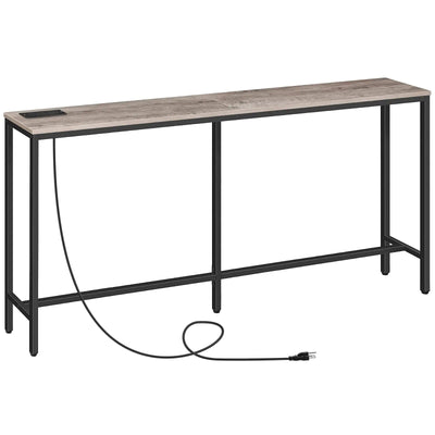 Console Table with Power Outlet 63" Narrow Sofa Table Frugal Finds Galore