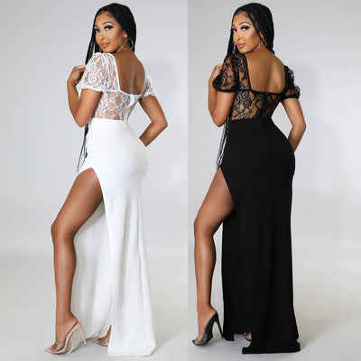 Lace Socialite Split Long Dress Frugal Finds Galore