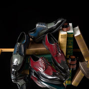 Business Formal Wear Leather Shoes Men British Square Toe Men's Shoes Cowhide Color Matching Frugal Finds Galore