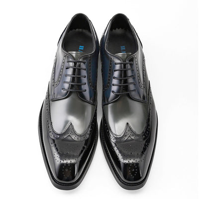 Business Formal Wear Leather Shoes Men British Square Toe Men's Shoes Cowhide Color Matching Frugal Finds Galore