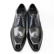 Business Formal Wear Leather Shoes Men British Square Toe Men's Shoes Cowhide Color Matching Frugal Finds Galore