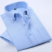 Summer Business Oxford Short-Sleeved Shirt For Men, New Men's Non-Iron Anti-Wrinkle Solid Color Button Collar Men's Short-Sleeved Shirt Frugal Finds Galore
