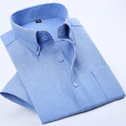 Summer Business Oxford Short-Sleeved Shirt For Men, New Men's Non-Iron Anti-Wrinkle Solid Color Button Collar Men's Short-Sleeved Shirt Frugal Finds Galore