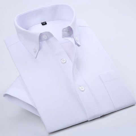 Summer Business Oxford Short-Sleeved Shirt For Men, New Men's Non-Iron Anti-Wrinkle Solid Color Button Collar Men's Short-Sleeved Shirt Frugal Finds Galore