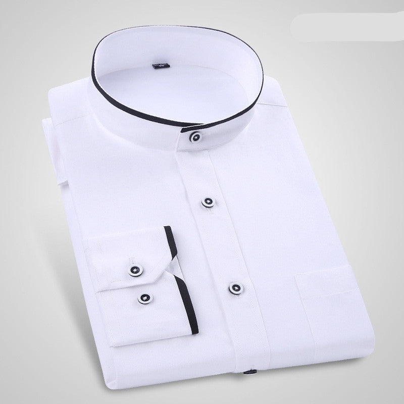 Men's Stand Collar Solid Color Shirt Business